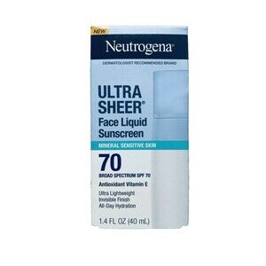 Neutrogena Ultra Sheer Face Liquid Sunscreen Lotion Sensitive Skin SPF70 Exp9/26